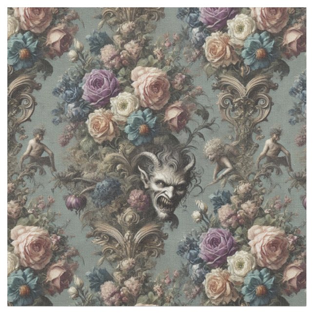 Tecido Pequenos demônios ousam sonhar - Azulejo clássico  (Detalhe)