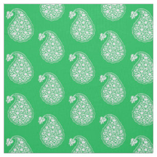 Tecido Pérsia azulejo paisley - branco em verde esmeralda