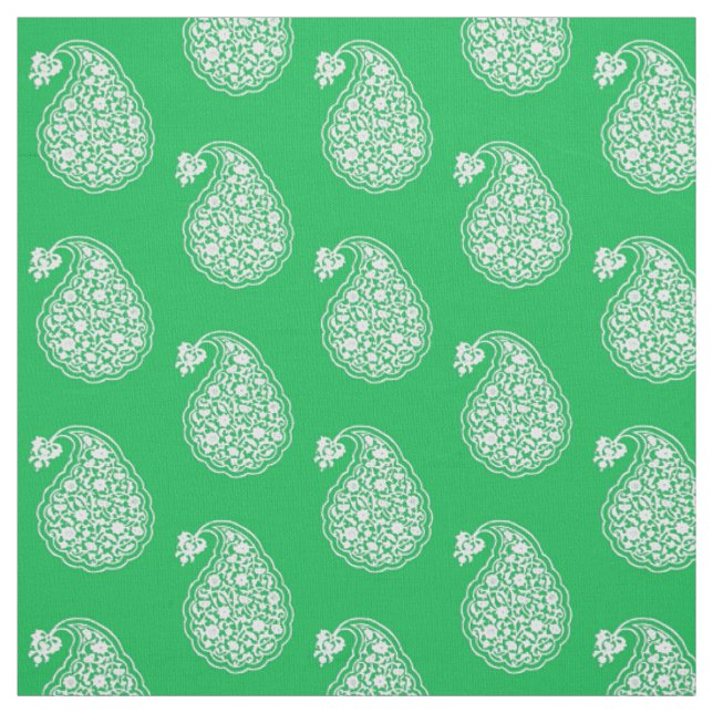 Tecido Pérsia azulejo paisley - branco em verde esmeralda (Modelo)