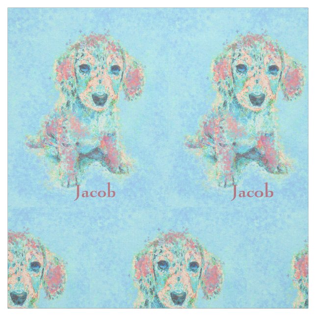 tecido personalizable do aqua e do dachshund do (Modelo)