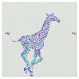 Tecido personalizable do Aqua e do girafa roxo