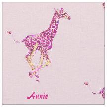 tecido personalizable dos girafas cor-de-rosa