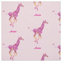 tecido personalizable dos girafas cor-de-rosa