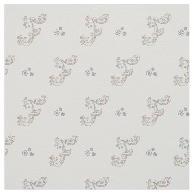 Tecido personalizado das flores da letra F monogra (Modelo)