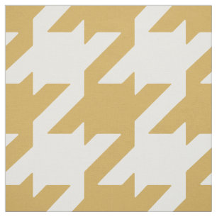 Tecido Personalize seu próprio houndstooth branco ouro a