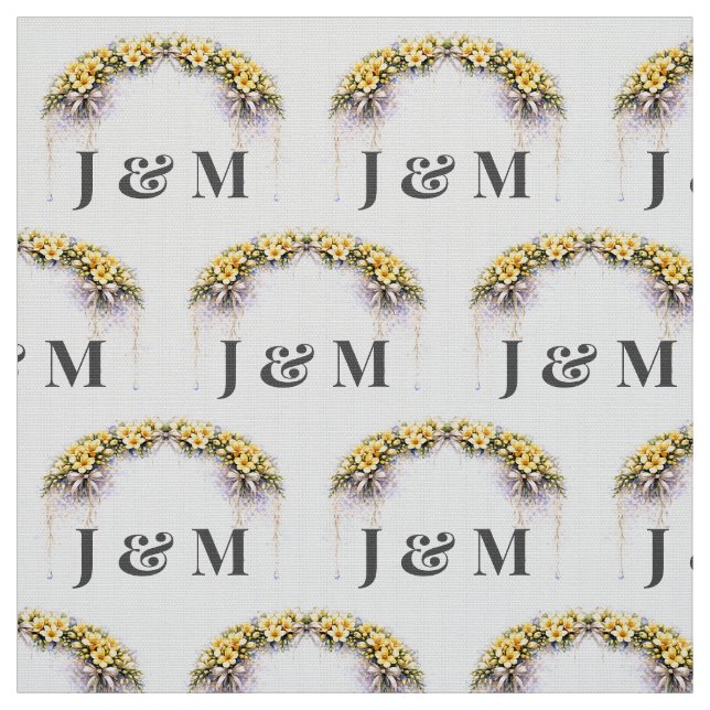 Tecido Personalized Floral Wedding Fabric with Monogram (Modelo)