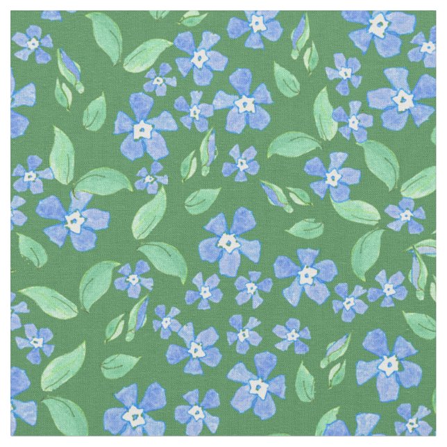 Tecido Pervincas azuis brilhantes de Ditsy em floral (Detalhe)