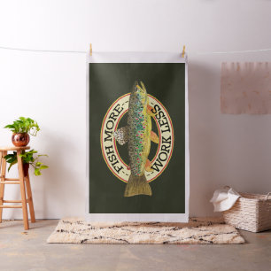 Tecido Pesca Engraçada - PEIXE MAIS - TRABALHA MENOS