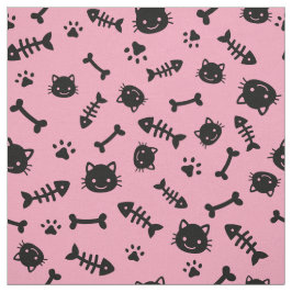 Tecido Pestanejo de Peixes, Rosa, Gatos-Rosa,