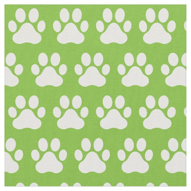 Tecido Pet Dog Cat Paw Imprime Branco Verde (Detalhe)
