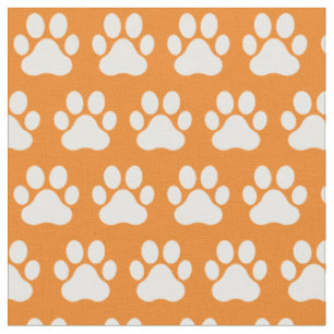 Tecido Pet Dog Cat Paw Imprime Laranja Branco