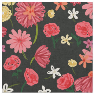 Tecido Petição Floral em Cores Rosa e Pêssego