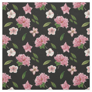 Tecido Petunias rosa e Azaleas Floral