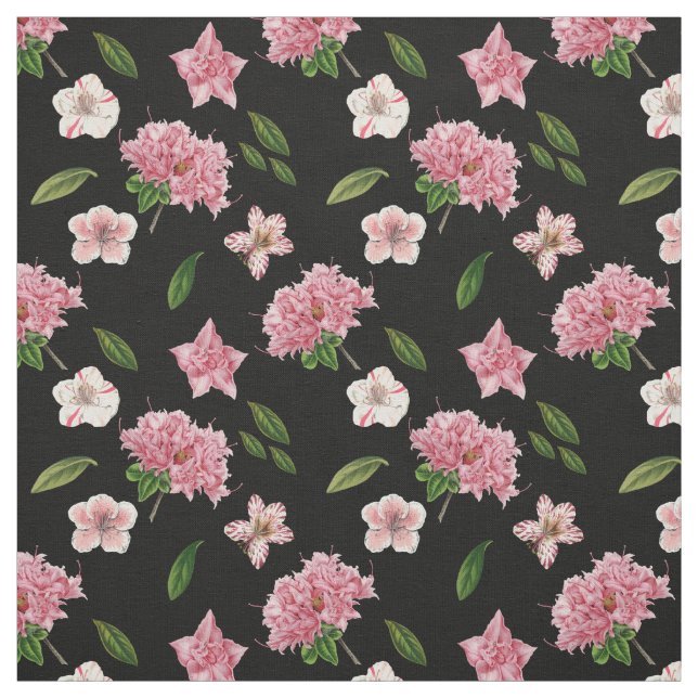 Tecido Petunias rosa e Azaleas Floral (Modelo)