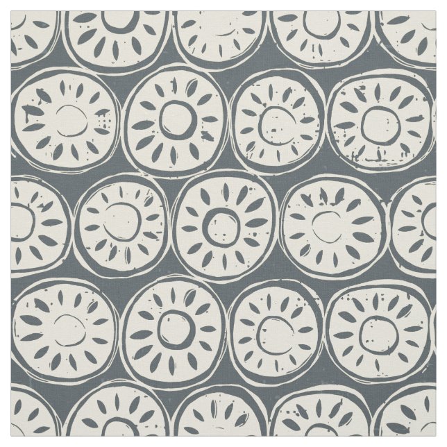 Tecido pewter de marfim de bloco de flores (Modelo)