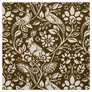Tecido Pheasant and Hare Patterno, Brown and Beige