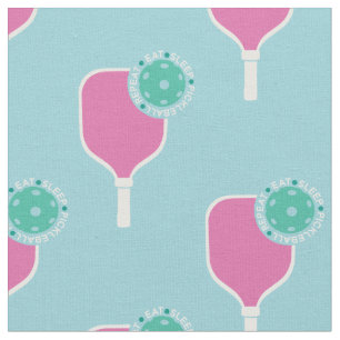 Tecido Pickleball: comer dormir, piquenique, rosa, menta