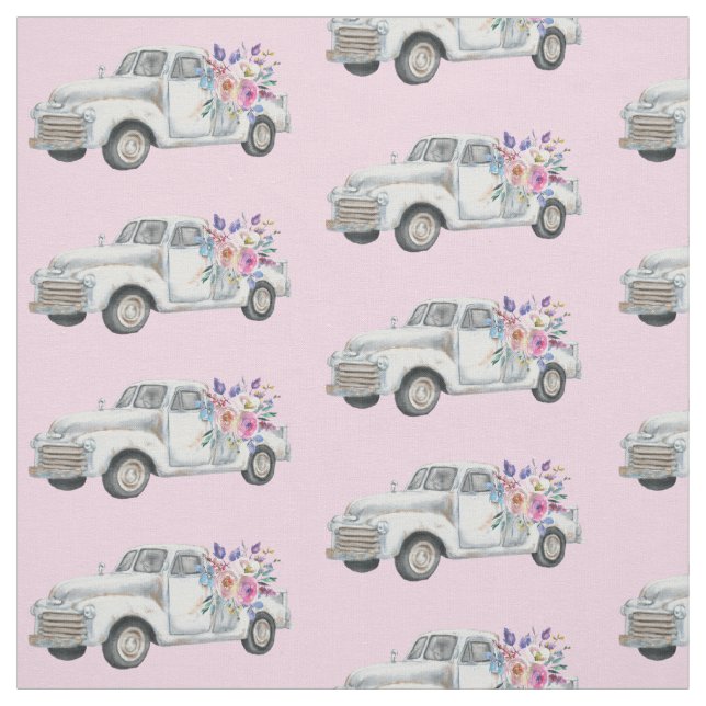 Tecido Pickup Vintage Truck Rustic Watercolor Padrão (Modelo)