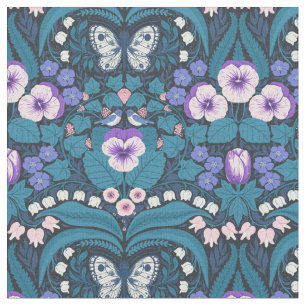 Tecido Picos, aves e borboletas