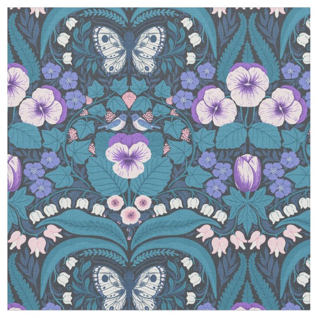 Tecido Picos, aves e borboletas (Detalhe)