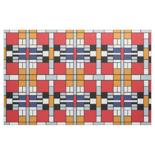 Tecido Piet Mondrian - Composição com Grande Plano Vermel