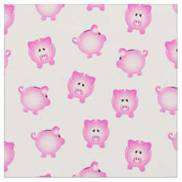 Tecido Piggy Bank Pattern on White