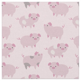 Tecido Piglets Bebês Cor-de-Rosa Cor-de-Corte e Pontos