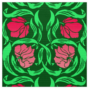 Tecido Pimpernel de William Morris, cor-de-rosa e verde