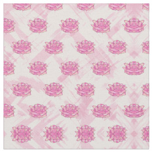 Tecido Pincéis de Cores Aquáticas Florais de Rosa cor Ros
