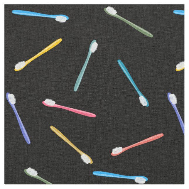 Tecido Pincéis de dentes coloridos Pão-preto (Detalhe)