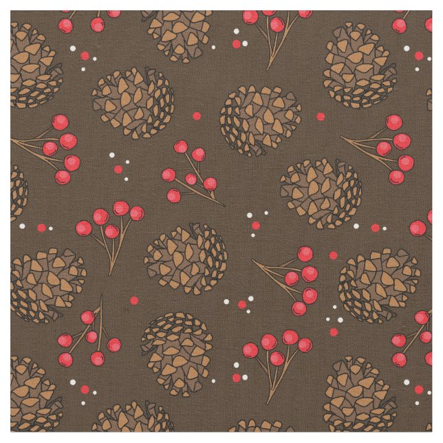 Tecido Pine Cone Russo e Berries Woodland Forest Brown (Detalhe)