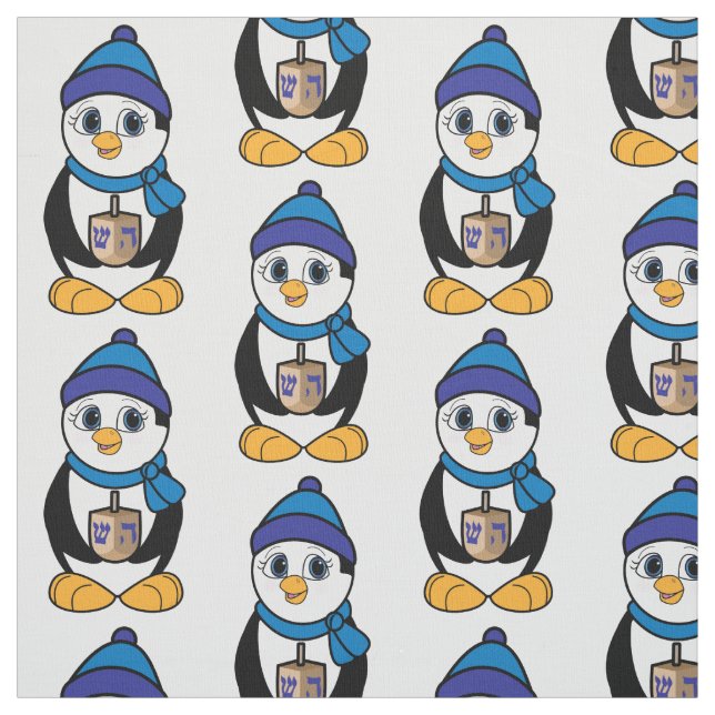 Tecido Pinguim com o Dreidel em Hanukkah (Modelo)