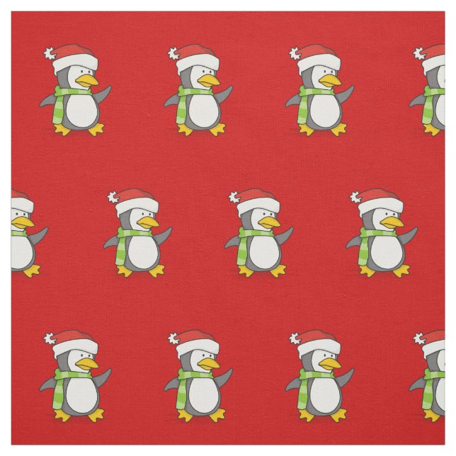Tecido Pinguim de Natal caminhando no padrão da neve (Modelo)