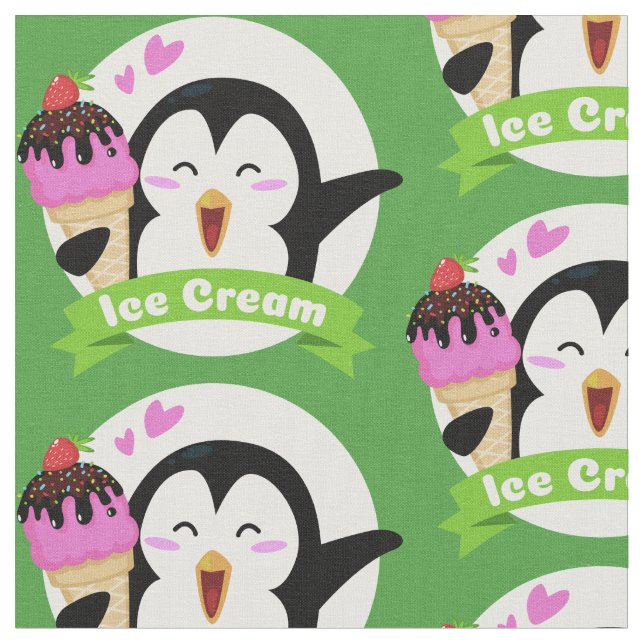 Tecido Pinguim de Sorvete de cor personalizado (Detalhe)
