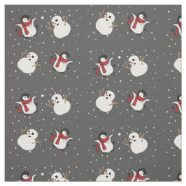 Tecido Pinguim e boneco de neve