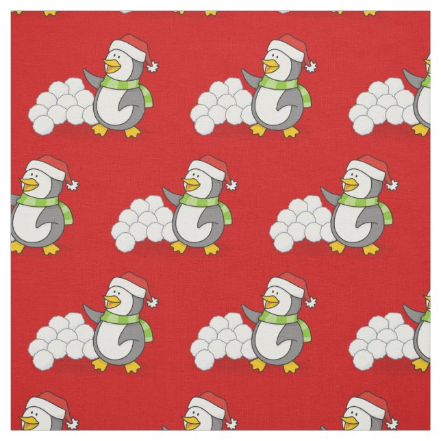 Tecido Pinguim Pequeno com Bolas de Neve (Modelo)