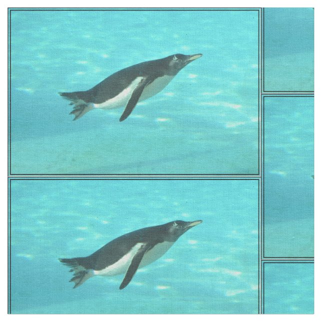 Tecido Pinguim que nada debaixo d'água (Detalhe)