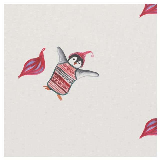 Tecido Pinguim Watercolor Art  (Detalhe)