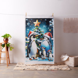 Tecido Pinguins bonitos num estilo animado,