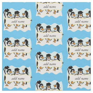 Tecido Pinguins de Graduação com faixa