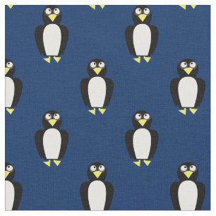 Tecido Pinguins Fofos Bebês Berçário Azul Marinho