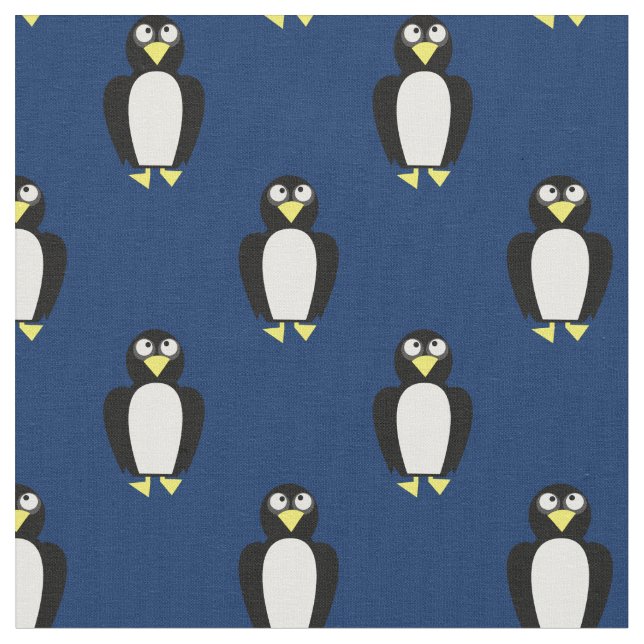 Tecido Pinguins Fofos Bebês Berçário Azul Marinho (Detalhe)