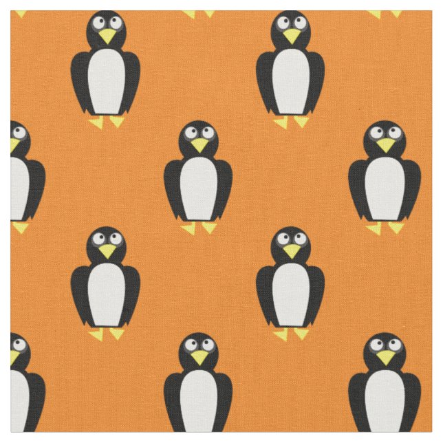 Tecido Pinguins Fofos Bebês Berçário Laranja (Detalhe)