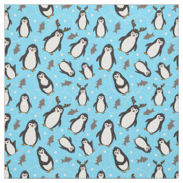 Tecido Pinguins Pálidos Pálidos de Natal Bonitos, Padrão 