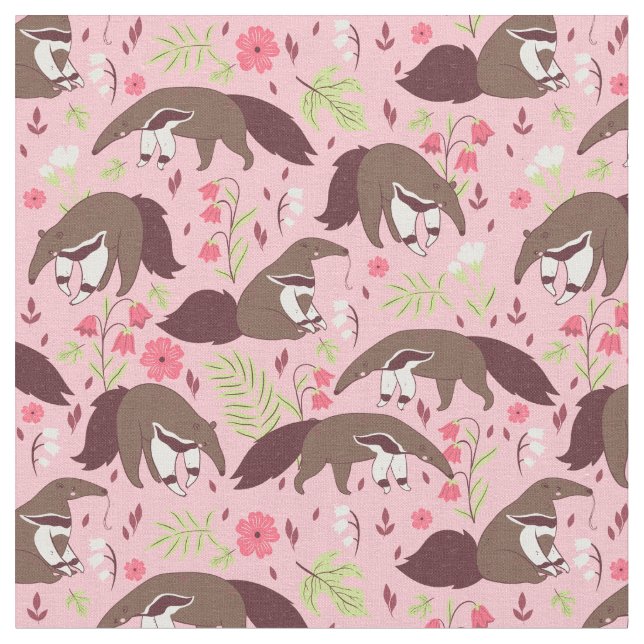 Tecido pinheiro-rosa floral animal fofo (Detalhe)