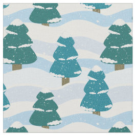 Tecido Pinheiros de inverno com neve