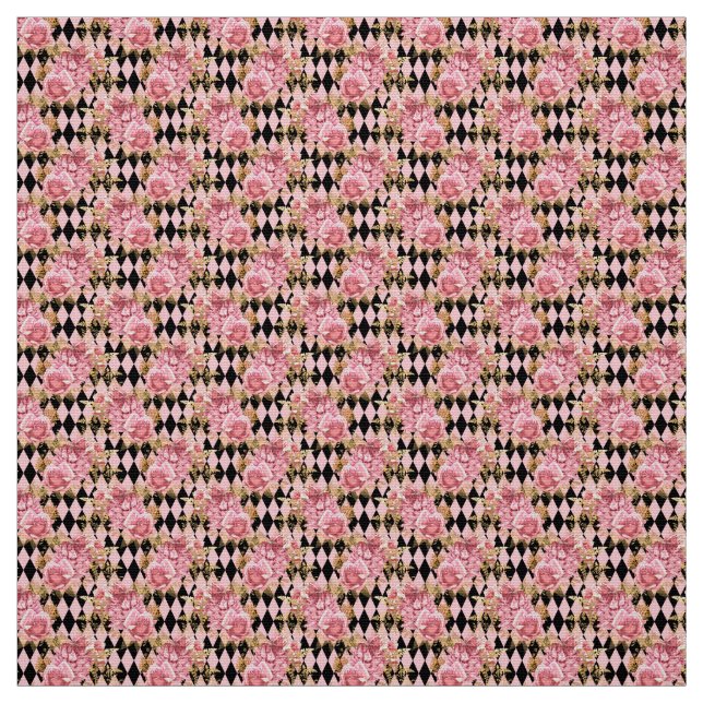 Tecido Pink and Gold Rose Floral Fabric (Modelo)