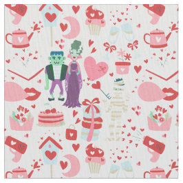 Tecido pink monster valentines bride frankenstein mummy