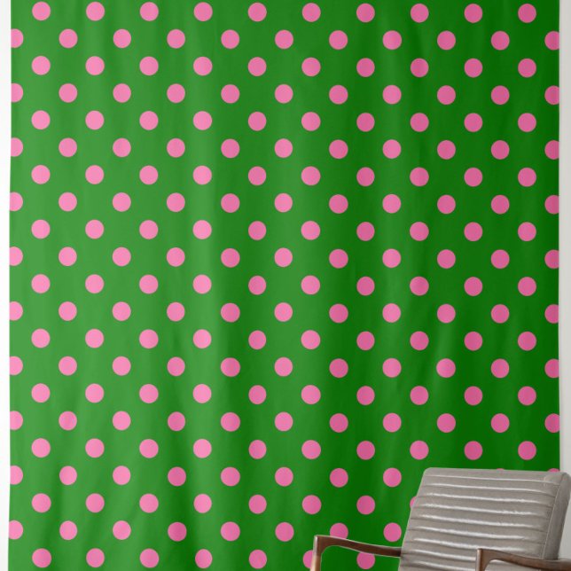 Tecido Pink On Green Polka Dots Pattern Design  (Criador carregado)