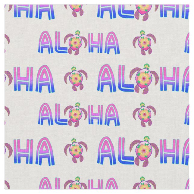 Tecido Pink Purple Aloha Hawaiian Tropical Turtle (Detalhe)